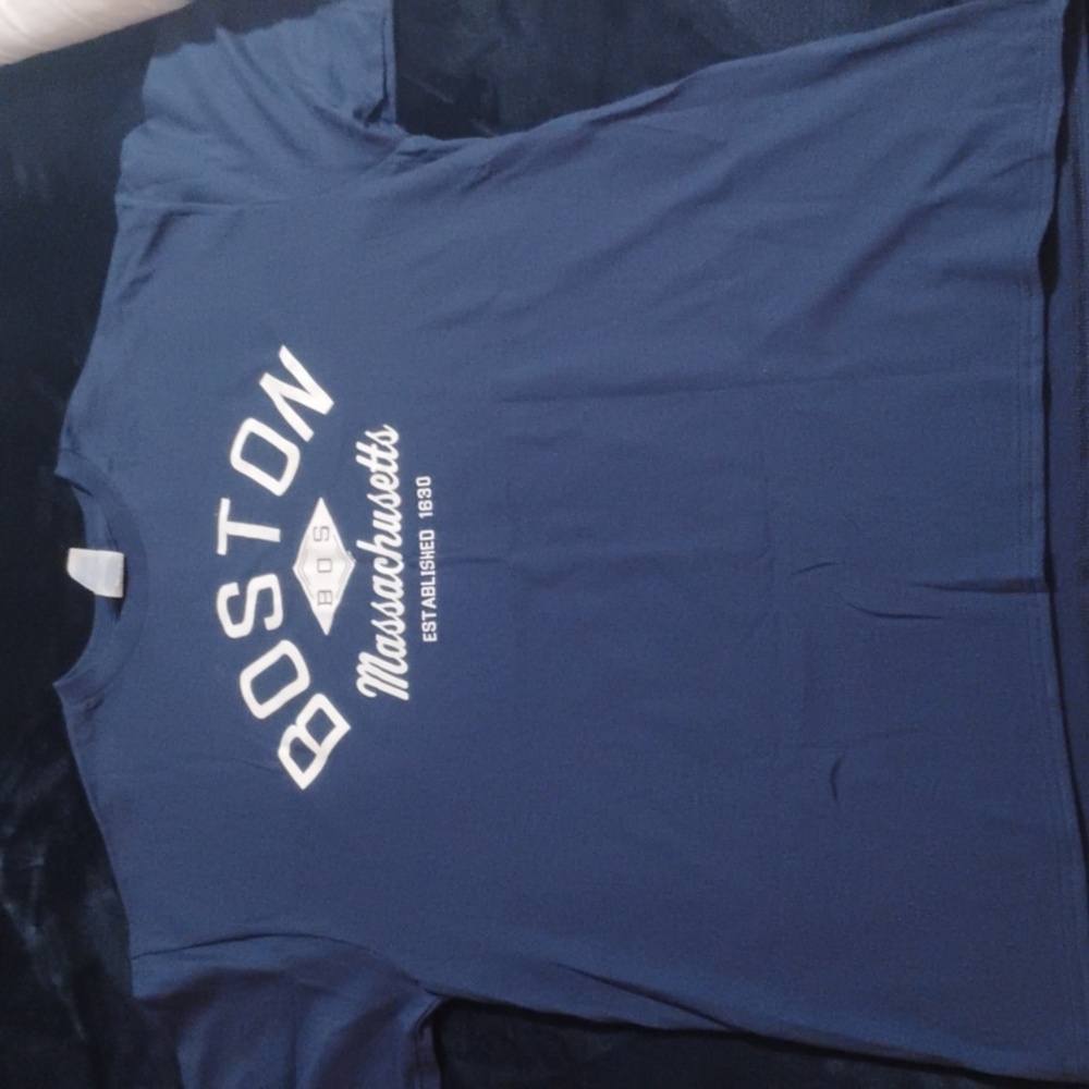 Blue Boston, MA screen T-shirt